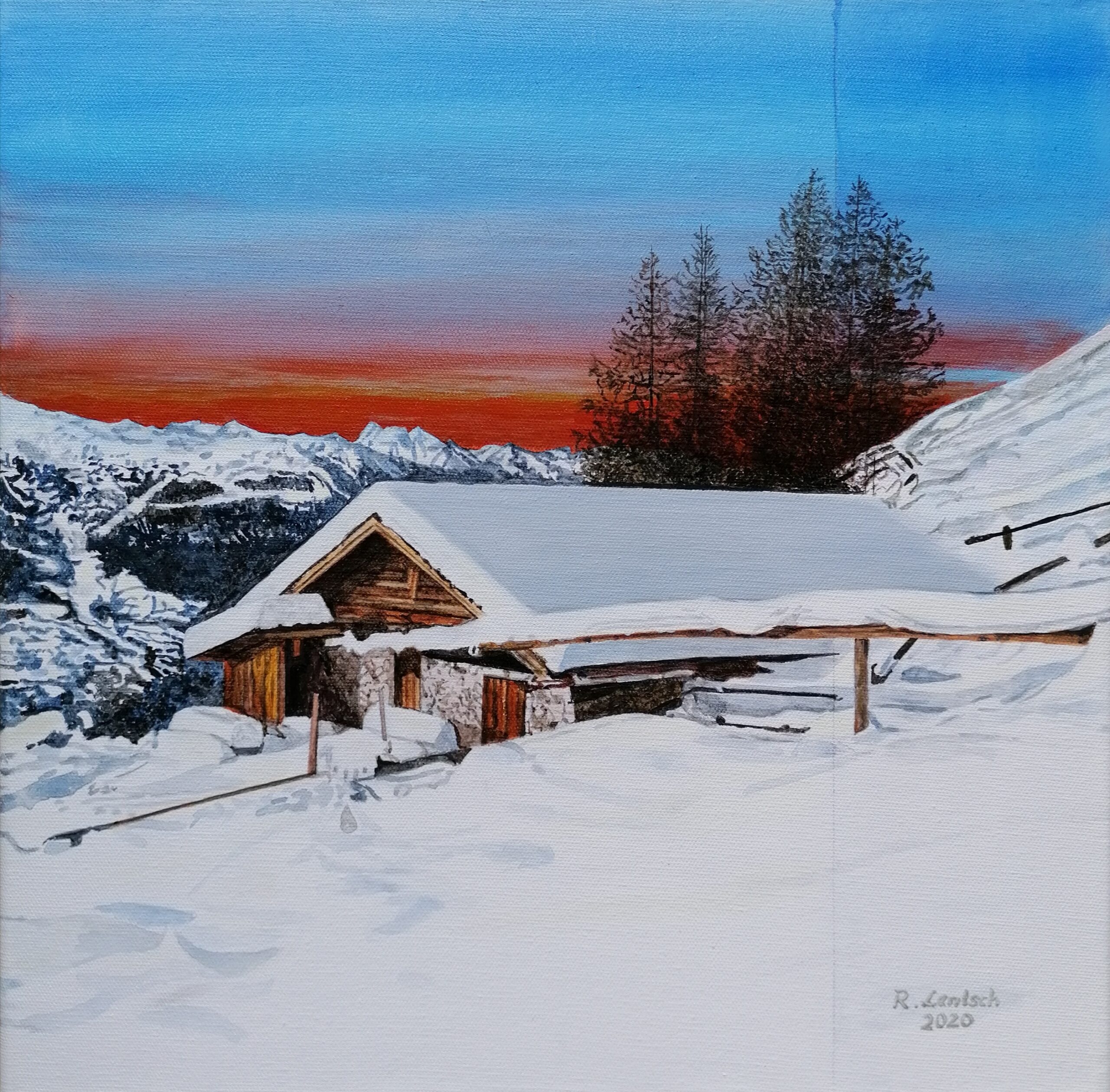 Der Oberländer Künstler Reinhard Lentsch malte 2020 auf einer 40 x 40 cm großen Leinwand eine Winteransicht der alten Fendler Alm, die unweit des Fendler Schigebietes auf etwa 1970 m Seehöhe im Gemeindegebiet von Fendels liegt. Die Alm, die laut Tiroler Kunstkataster 1893 errichtet wurde und an der ein Wasserrad angebaut ist, wurde in den 2010-er-Jahren von Baumeister Christoph Gigele gemeinsam mit den Fendler Bergkameraden aufwändig saniert und restauriert. Im Sommer werden die Bänke vor der Hütte gerne von Wanderern und im Winter von Schitourengehern als Rastplatz genutzt.